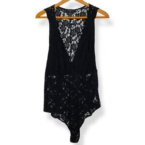 3/$20 Forever 21 plus size sheer black floral lace sleeveless bodysuit 1X